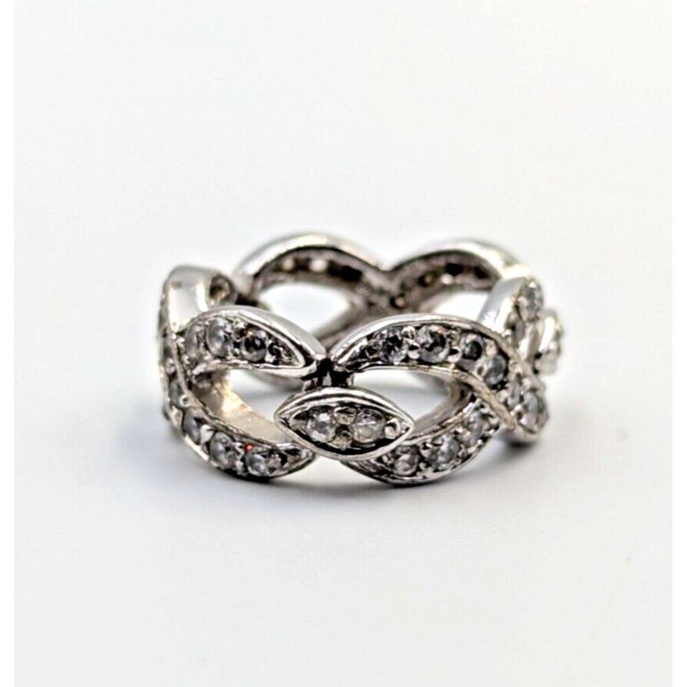Vintage Sterling Silver 925 CZ Infiniti Articulated Mash Ring Sz 7